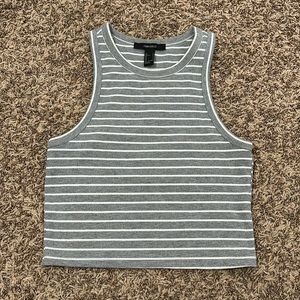Forever 21 Grey/White Striped Tank Top